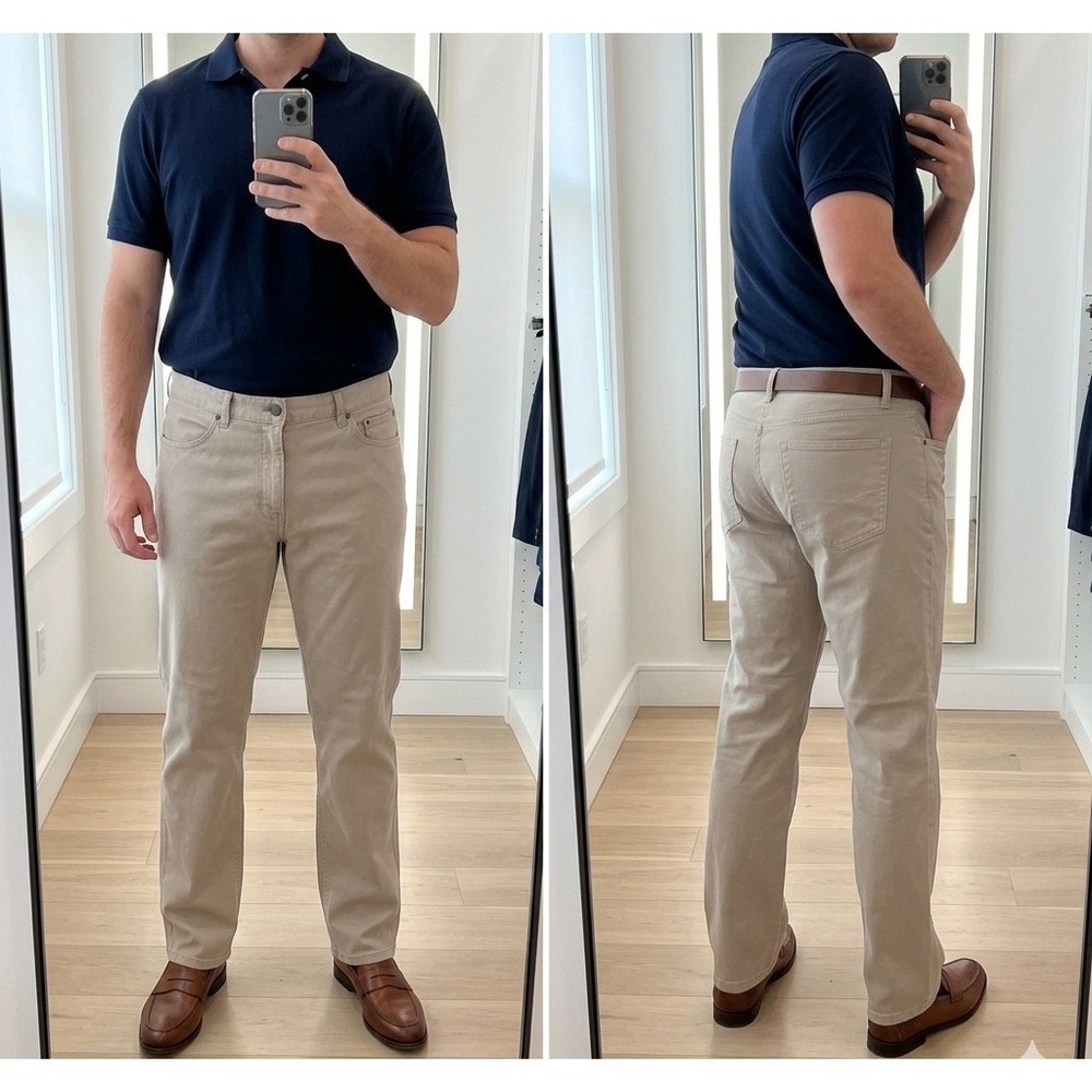 Charles Tyrwhitt Mens Classic Fit 5-Pocket Trousers Tan Khaki 36W 32L Stretch